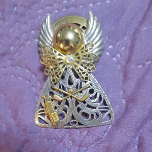 Silver and Gold Angelic Brooch with Golf Motif